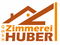 Logo der Zimmerei Huber GmbH - Zwei Dächer über Schriftzug
